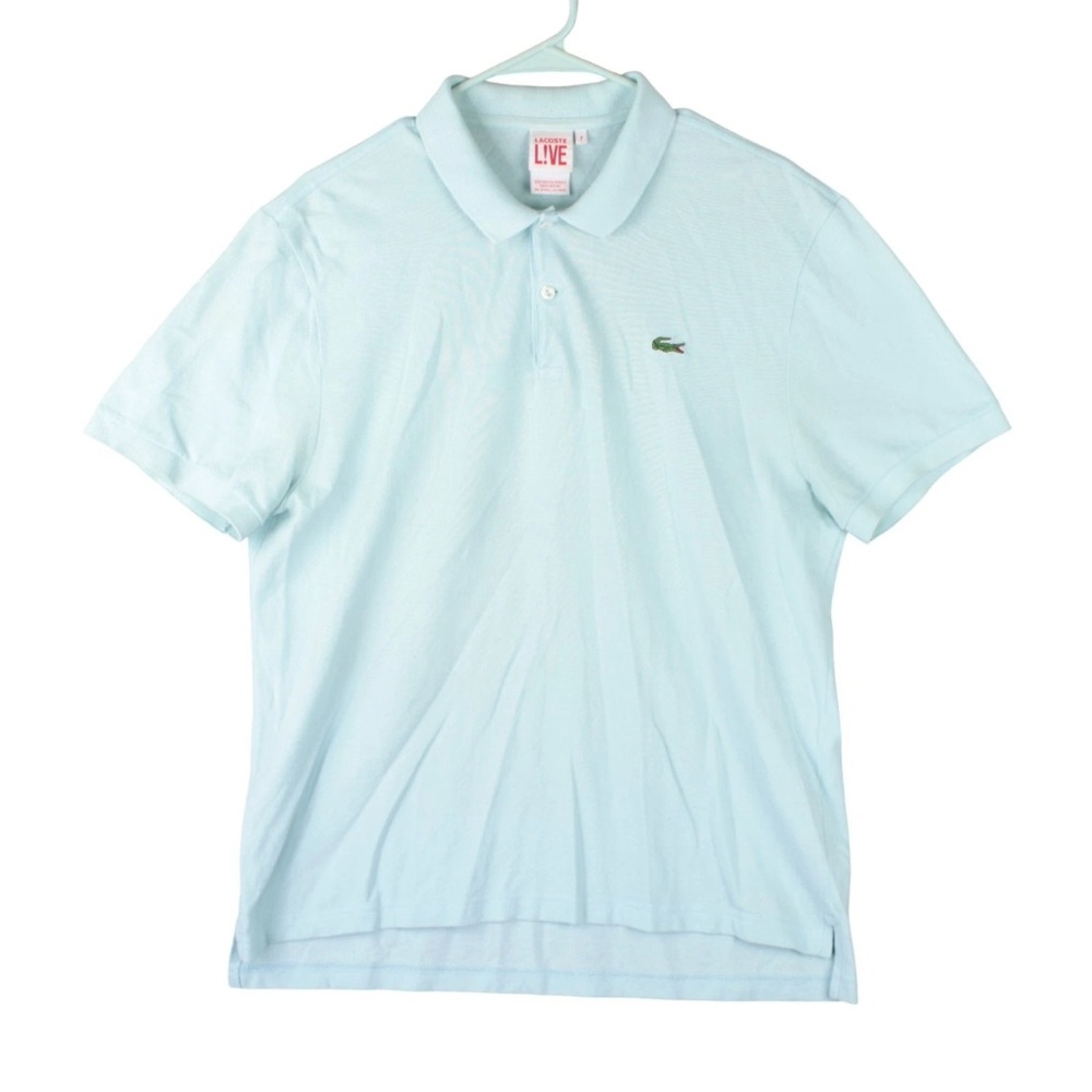 Lacoste Live Short Sleeve Polo Shirt Mens Size 7 Solid Light Blue Preppy Golf